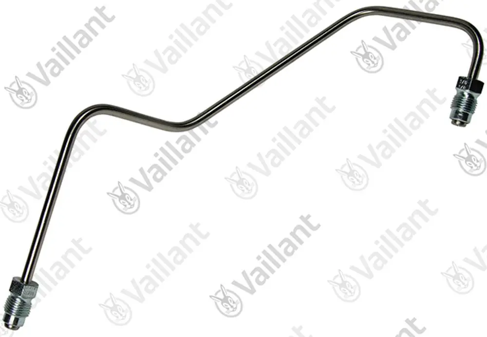Vaillant Rohrleitung mit gebogener Form und Metalloberfläche, ausgestattet mit Gewindeanschlüssen an beiden Enden.